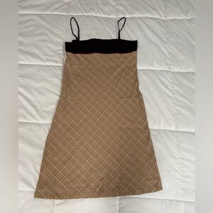 Elegant Black and Tan Slip Dress